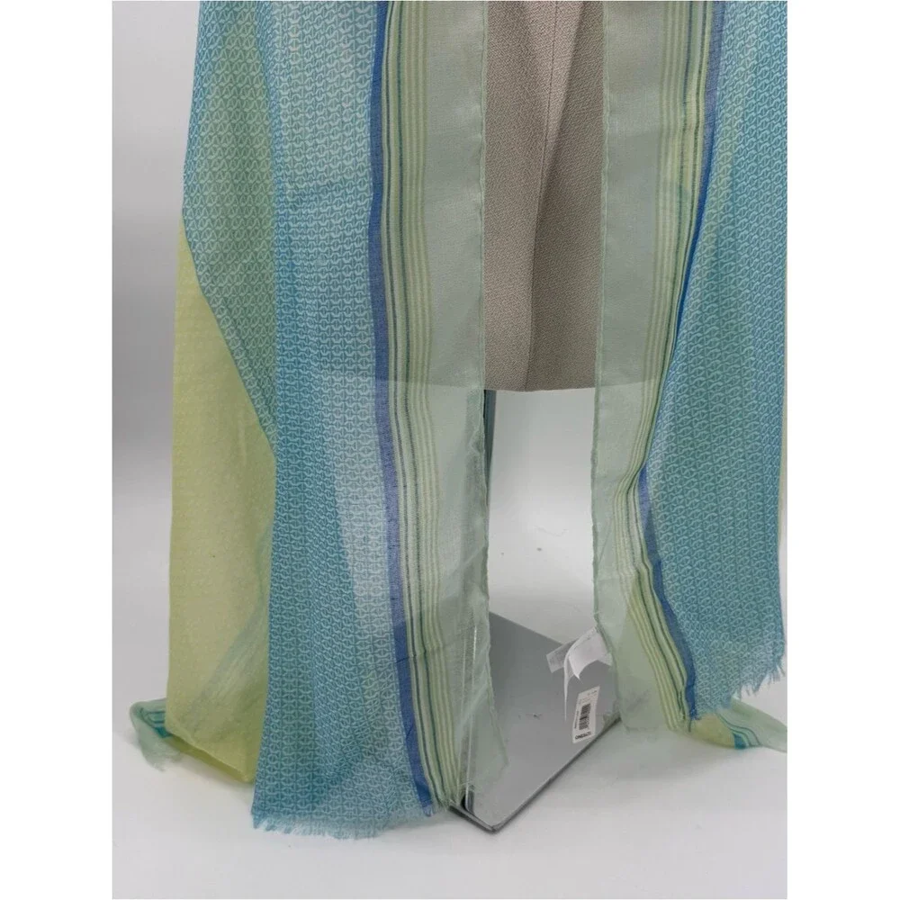 Gap Blue & Green Colorblock Fringe Scarf Wrap Accessory One Size Boho Coastal